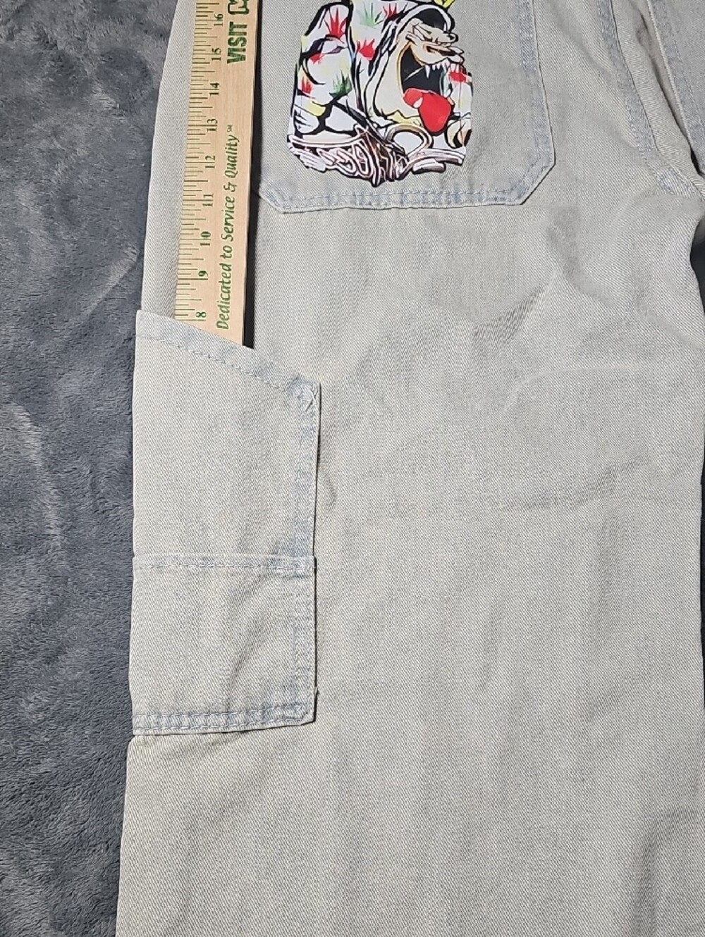 Y2K Streetwear Graffiti Graphic Light Wash Denim Jeans Size XL - Picture 8 of 9